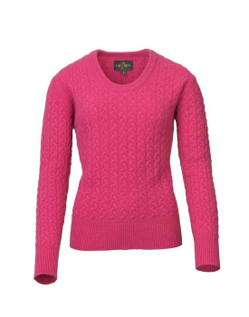 Laksen | Burleigh Cable Strik Trøje - Cherry